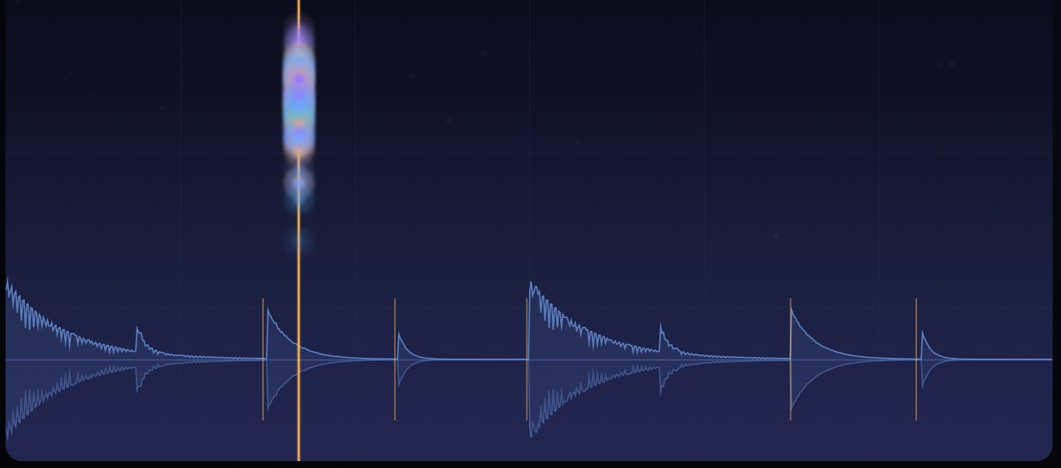 Murmur's waveform with amber slice boundaries and the read position