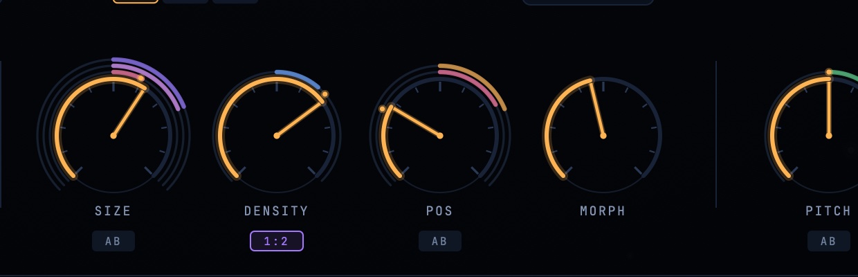 The density ratio chip lit under the DENSITY dial