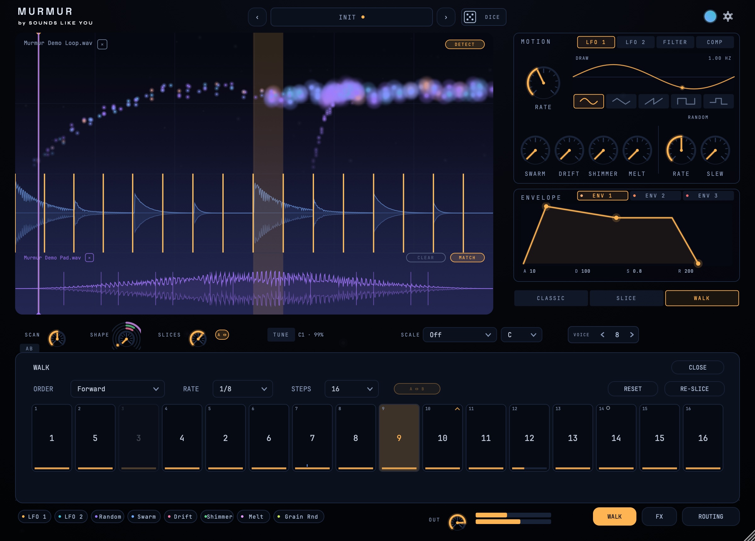 WALK mode with a pattern running